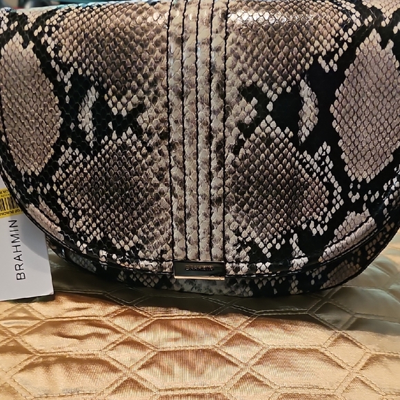 Brahmin Handbags - Brahmin Snake Print Women's Bag - Black and Gray